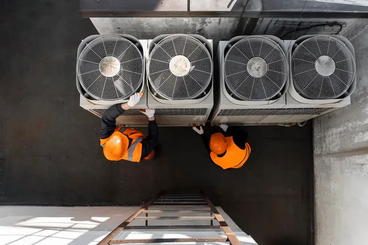 hvac-outdoor-unit-fans-running-for-cooling-system