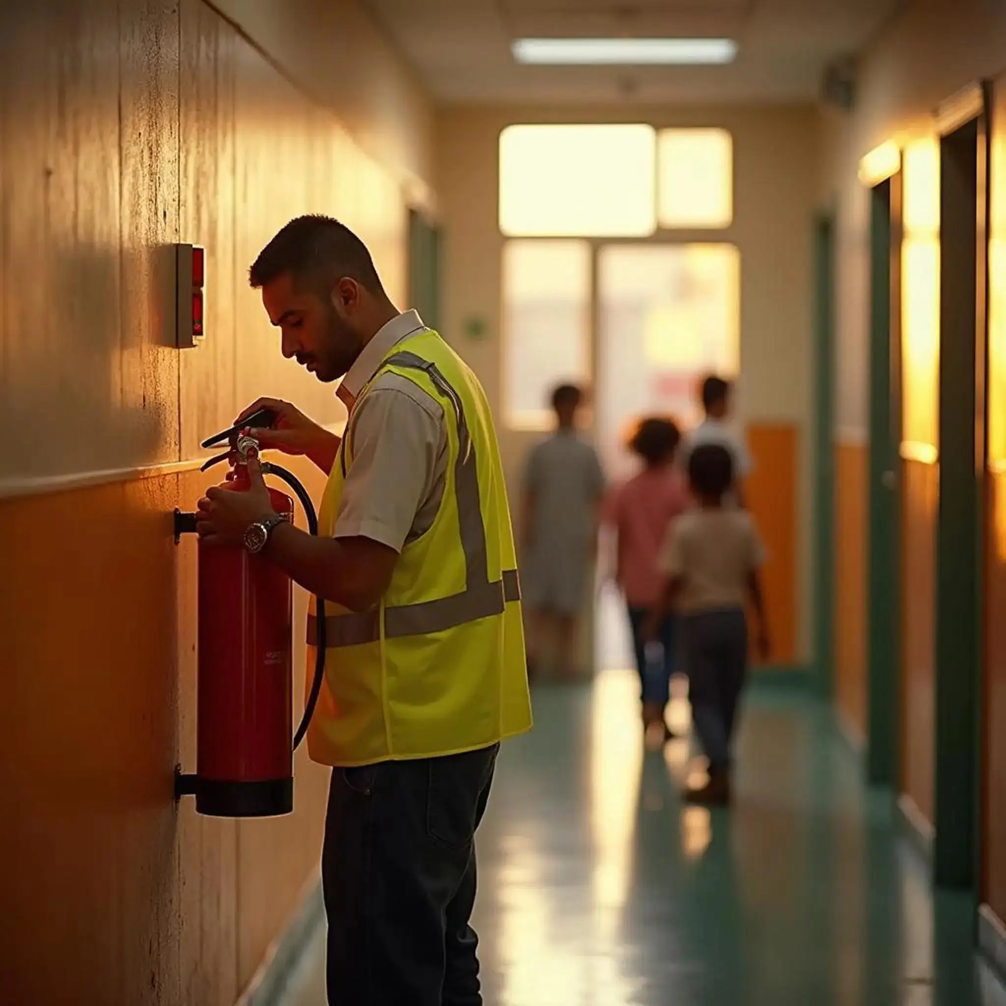 indian-fire-safety-officer-checking-fire-extinguishers